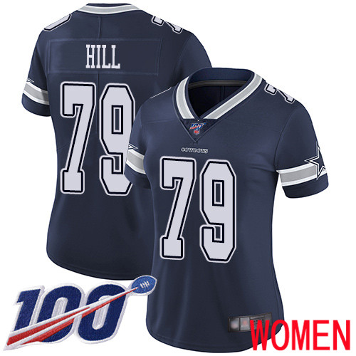 Women Dallas Cowboys Limited Navy Blue Trysten Hill Home #79 100th Season Vapor Untouchable NFL Jersey->youth nfl jersey->Youth Jersey